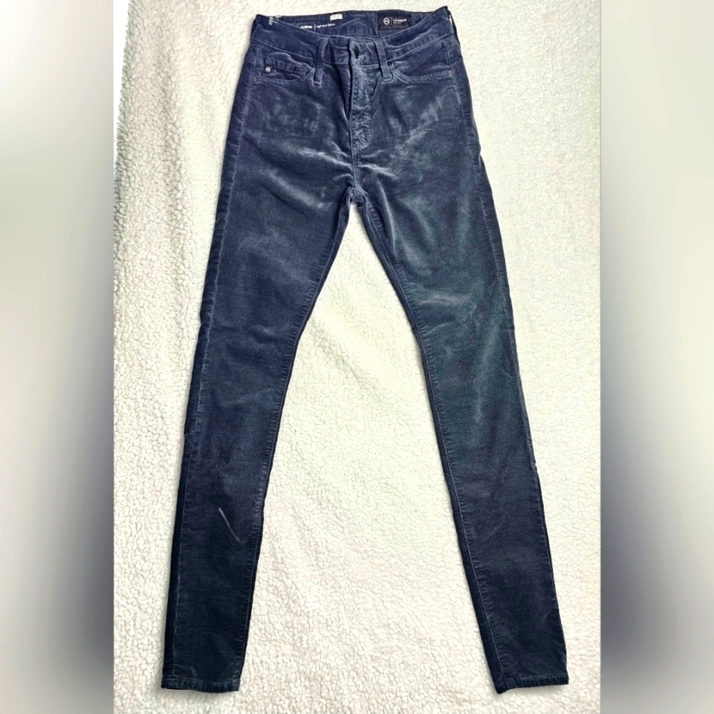Ag Adriano Goldschmied Farrah High Rise Skinny Gray Velvet Jeans Sz 24 EUC